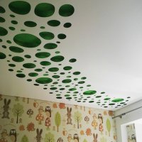 Натяжной потолок с перфорацией в детскую зеленый 11м²